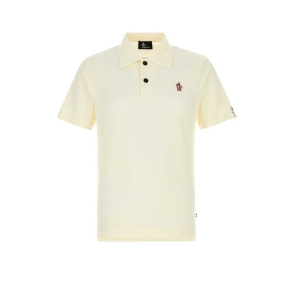 Moncler Grenoble Men Ivory Piquet Polo Shirt